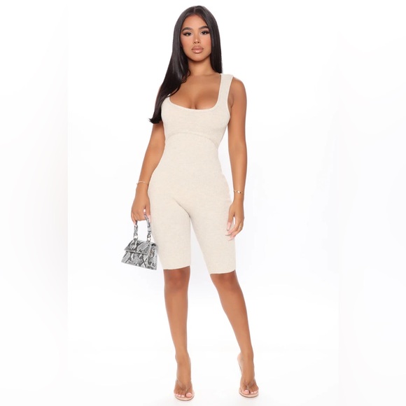 Fashion nova - Beauty And The Biker Short Romper - Oatmeal - Picture 2 of 6